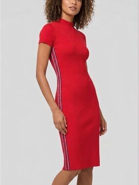 NWOT Michael Kors Fitted Red Ribbed Casual Dress Size Large Summer Vacation